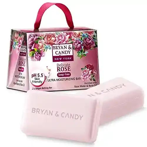 Bryan & Candy Delicate Rose Ultra Moisturizing Bathing Bar Enriched with Rose Water & Rose Oil, Skin Friendly pH 5.5 for Polishing & Toning Skin, All Skin Types (2 X 100 gm)