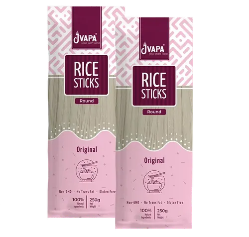 Jvapa Rice Sticks Noodles - Goodness of Rice | Round (2 x 250 gm)