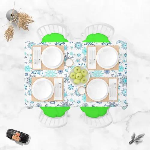 ArtzFolio Christmas Snowflakes D1 | Table Cloth Cover for Dining & Center Table | Washable Waterproof Polyester Fabric | 4-Seater Table; 42 x 63 inch (107 x 160 cms)