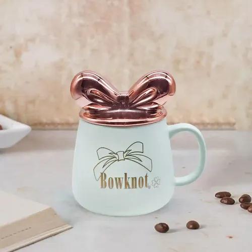 Kookee Fancy Ceramic Coffee or Tea Mug with Lid and Handle for Office, Home or Gifting (8519)