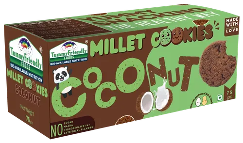 Tummy Friendly Foods Millet Cookies - Coconut - 75G. Healthy Ragi Biscuits For Baby, Kids & Adults