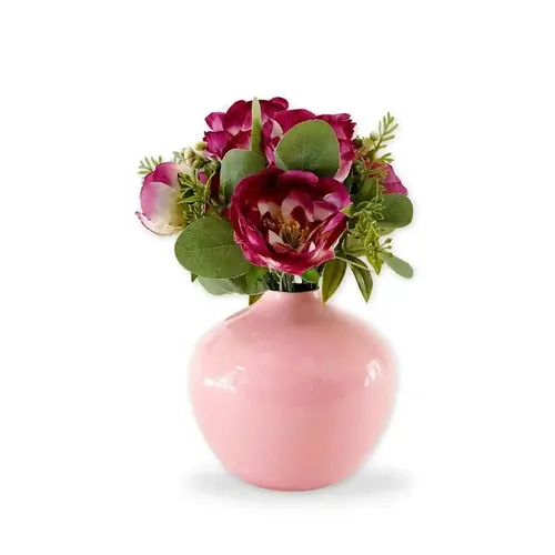 Behoma Metal Flower Vase for Home Decor | Table Decorative Item for Bedroom Living Room Office | Best Gift for Wedding Festivals Birthday | Pink Small 1PC (Flower not Included)