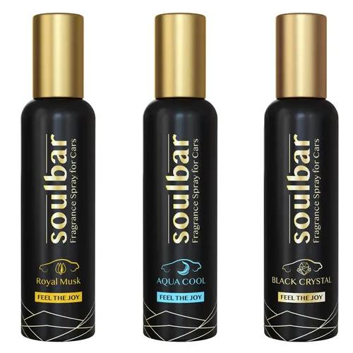 Soulbar Royal Musk, Aqua Cool & Black Crystal Luxury Car Perfume Spray - 80 Ml (Pack of 3)