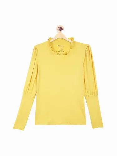 Organic Bamboo Fabric Girl's Frill Top Yellow 2 Years