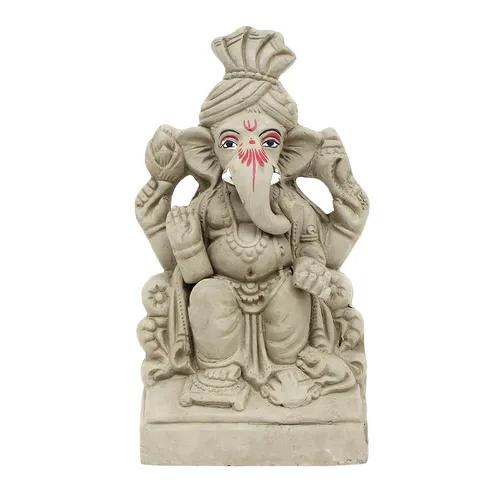 KSI Eco friendly Ganesha idol, Ganpati murti for home visarjan, Water Soluble Ganpati Idol (6.7 Inches, Lal bagh ka raja)