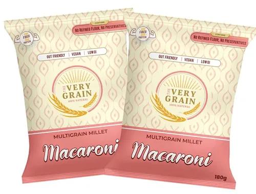 The Very Grain Multigrain Millet Macaroni | High in Protein and Fiber | Fast & Easy to Prepare for Breakfast, Dinner | Delicious Healthy Macaroni Free from Maida, Junk | Pack of 2 (180 Grams Each)