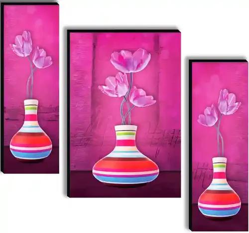 Framed Flower Vase Wall Painting for Home Decor - Pattern 183