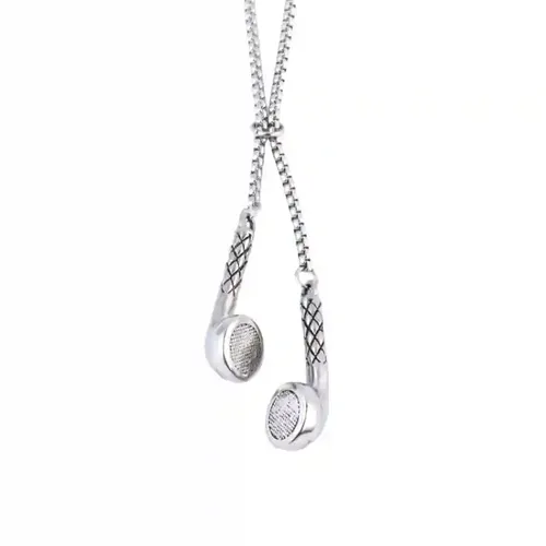 Earphone Design Pendant with Silver Chain