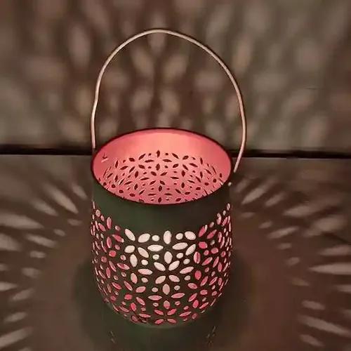 YELLOW Ribbon Diya Deep Candle Tea Light Holder for Diwali Decoration Jaali Beautiful Cutwork Reflection Decorative Home Decor Hanging & Tableware Diwali Gifting