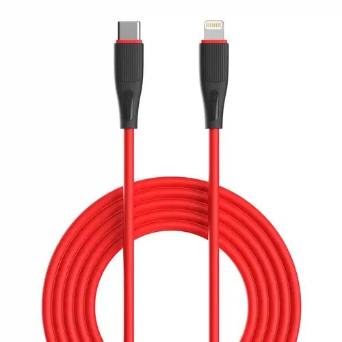 Portronics Silklink 20W Type-C to 8 Pin Fast charging Cable for Lightning Devices,Premium Silicon Cable, 1M (Red)