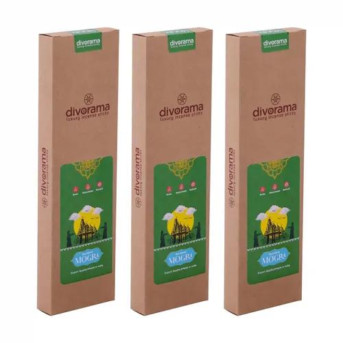 DivoRama Luxury Jasmine Incense Sticks Agarbatti - 100% Indian Natural Aroma -  Long Lasting  Mogra Agarbatti for Puja, Meditation, Happy Vibes - Pack of 3 (60 sticks/pack)-Pack of 3