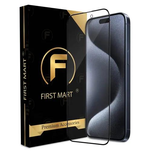 FIRST MART Premium Tempered Glass for iPhone 15 Pro Max with Edge to Edge Coverage and Easy Installation Kit, Pack of 1