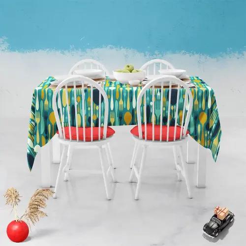 ArtzFolio Cutlery | Table Cloth Cover for Dining & Center Table | Washable Waterproof Polyester Fabric | 8-Seater Table; 54 x 81 inch (137 x 206 cms)