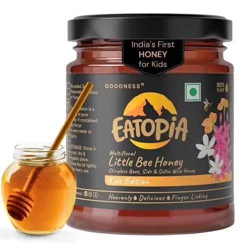 EATOPIA Little Stingless Bees Honey 250gm | 100% Pure & Natural Honey | Pure Honey with No Added Sugar | Immunity Booster | Sidr & Sullia Wild Flower Honey (Multifloral)