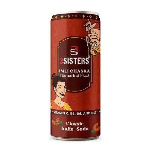 3 SISTERS Classic Indie Soda - Imli Chaska (Pack of 12 Cans)