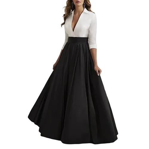 Elegant Black Taffeta Long Maxi Skirt For Formal Occasions - Xs