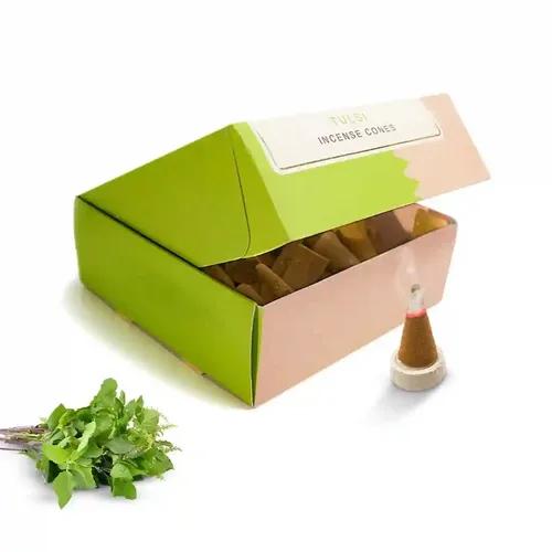 Nirmalaya 100% Natural Tulsi Incense Cones (Dhoop) | Incense cones (40 Units) | Dhoop cones for pooja | incense cones for fragrance - Pack of 2