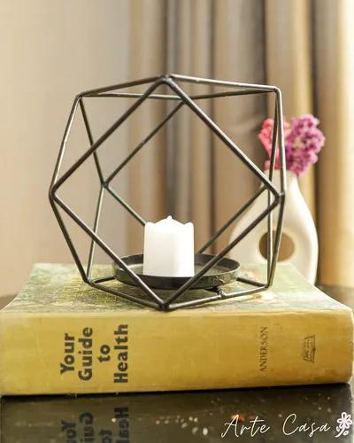 Diamond Shape Black Tea Light Candle Holder