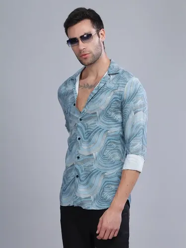 Blue Waft Rayon Shirt - XL (42)