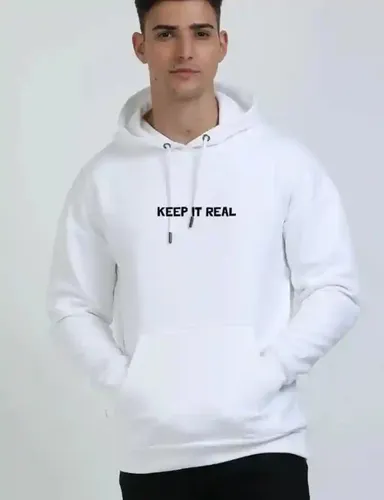 Keep it real - Unisex Oversized White hooded sweatshirt - Hoodie - S