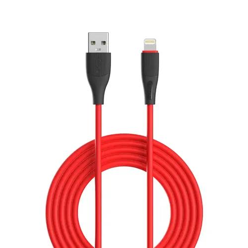 Portronics Silklink 3A USB to 8 Pin Fast charging Cable for Lightning Devices,Premium Silicon Cable, 1M (Red)