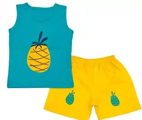 Unisex Pineapple Printed T-shirt and Shorts Combo - S