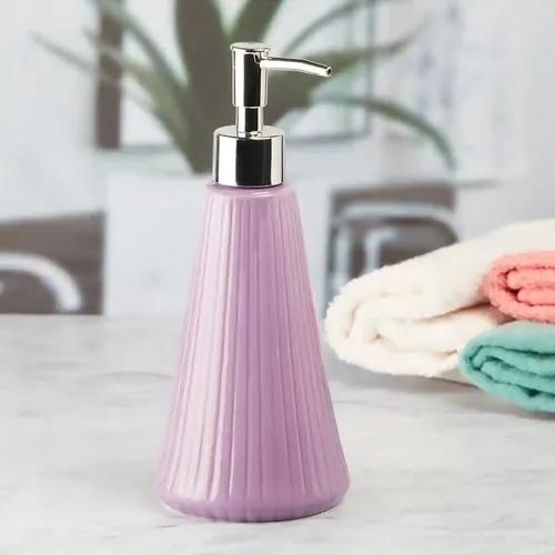 Kookee Ceramic Soap Dispenser for Bathroom handwash, refillable pump bottle for Kitchen hand wash basin, Set of 2 - Purple (6037)