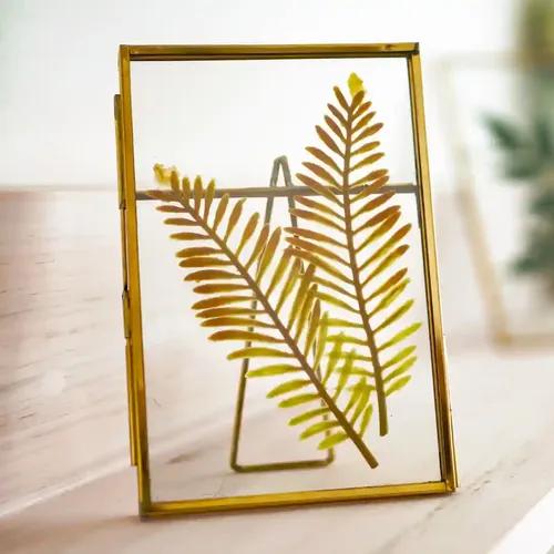 Behoma 4x6 Vintage Style, Brass & Glass Metal Floating Picture Frame with Locket Closure (Vertical)|Decorative Photo Frames for Home Decor, Table Decor, Gifting Purpose (4x6 Vertical, Antique Gold)