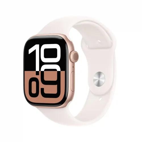 Apple Watch Series 10 [GPS 46mm case] Smartwatch with Rose Gold Aluminium Case with Light Blush Sport Band - S/M. Fitness Tracker, ECG App, Always-On Retina Display, Water Resistant