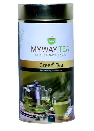 MYWAY TEA Classic Fresh Green Tea, Loose Green Tea Leaves with No Tea Dust. Only Leaf Green Tea,Helps to Body Cleanse, Boost Immunity Promote Healthy & Glowing Skin, Zero Calories (100Gm)