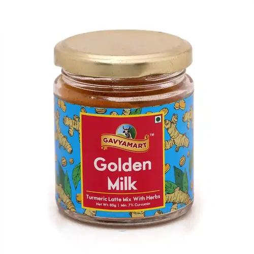 Gavyamart Organic Golden Milk Powder | Haldi Milk | Antioxidant & Anti-Inflammatory High Curcumin | Ayurvedic Immunity Booster Haldi Doodh | Healthy Drink for Kids & Adults 100% Natural – 80g