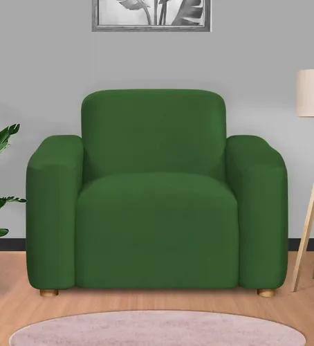 Pine Wood Polyester Fabric Green 1 - Seater Sofa