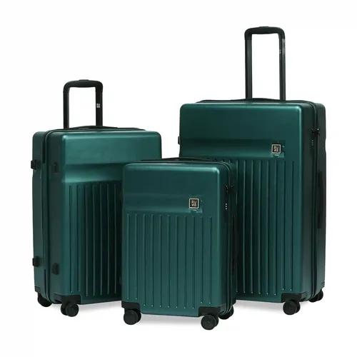 EUME Classic Cabin 55 Cm, Check-In Medium 65 Cm, Check-In Large 75 Cm Luggage- Set Of 3-Forest Green