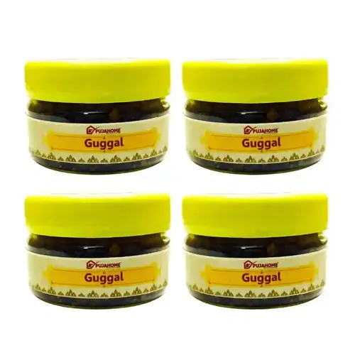 Pujahome Commiphora Guggal for Puja Dhoop Dhuni for Hawan (50 gram, Pack of 4)