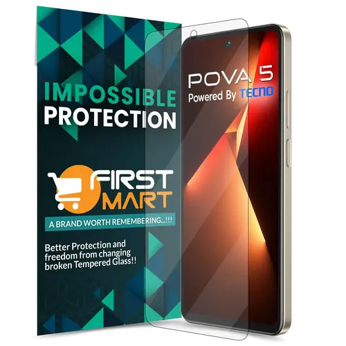 FIRST MART Screen Protector for TECNO Pova 5 (6.78 Inch) Crystal Clear Impossible Fiber Case Friendly Protection with Easy Installation Kit| Crystal Clear