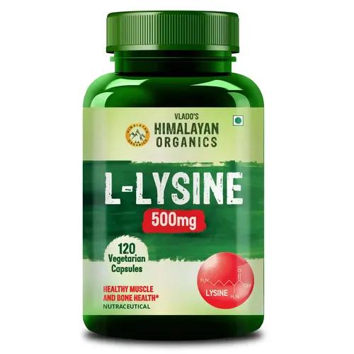 Vlado’s Himalayan Organics L-Lysine 500mg Essential Amino Acid | Supports Heart Health | Boosts Immunity | Improve Bone Health- 120 Veg Capsules