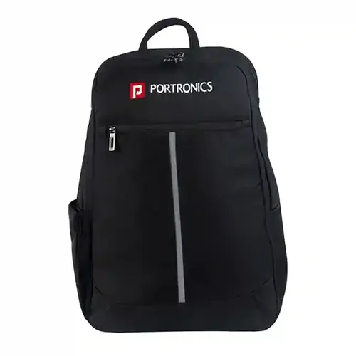 Portronics Byte Laptop Backpack Bag with 15.6 Inch Laptop Sleeve, Bottle Pocket, 27 Litres, Water Resistant Fabric, Front Pocket for Office School College Casual Men Women Boys Girls (Black)