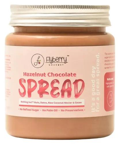 Flyberry Gourmet Hazelnut Chocolate Spread | 34% Hazelnut & 23% Almond | No Palm Oil & Refined Sugar | 100% Natural Ingredients | No Added Preservatives | Easy To Spread on Bread, Paratha | 250 g