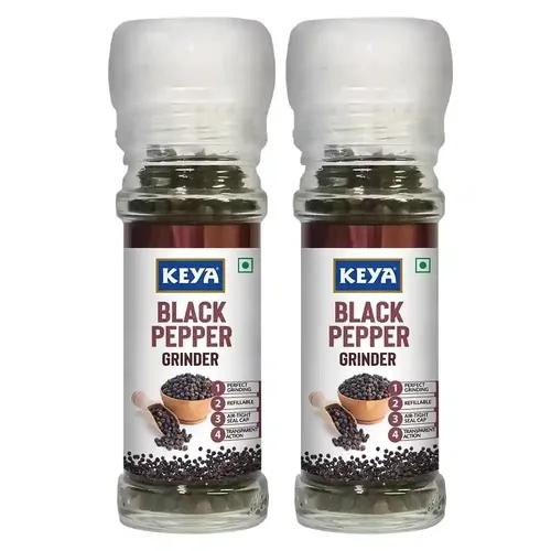 KEYA Malabar Black Pepper Grinder | Exotic Spices Blend 50gm, Pack 2