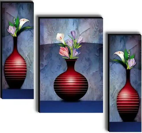 Framed Flower Vase Wall Painting for Home Decor - Pattern 197