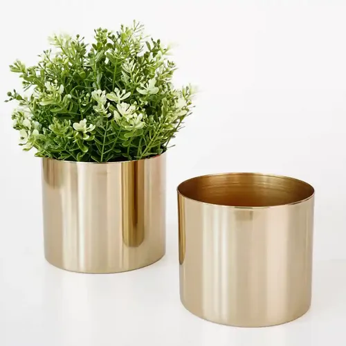 Behoma Metal Golden Small Planter for Home Decoration | Plant Pots for Home Living Room Bedroom Office Decor | Set of 2 (Plants not Included)