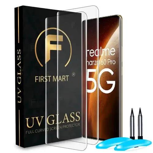 FIRST MART Tempered Glass for Realme Narzo 60 Pro 5G / Realme 11 Pro Plus 5G / Realme 11 Pro 5G with Edge to Edge Full Screen Coverage and Easy UV Glue Installation Kit, Pack of 2
