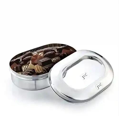 JVL Stainless Steel Kitchen Storage Costa Capsule Shaped Container Box with Steel Lid - Mini - 900 Ml