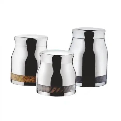 Jvl Jackpot Designer Stainless Steel Jar Container Canister - Set of 3