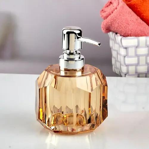 Kookee Acrylic Soap Dispenser for Bathroom hand wash, refillable pump bottle for Kitchen hand wash basin, Set of 1, Transparent Brown (10729)