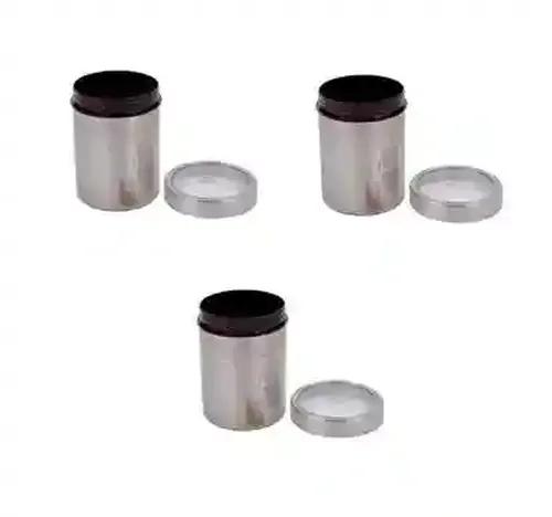 JVL Stainless Steel Kitchen Storage Twister Designer Container With See Through Lid - 425 ml - 3Pcs