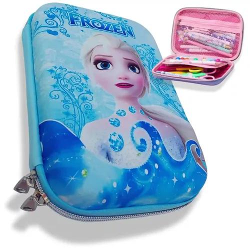 IncyWincy Big Size 3D Pencil Pouch for Kids (Pack of 1), Large Capacity Eva Frozen Elsa Pencil Box Organizer for Girls, Jumbo Stationery Hardtop Storage Case for School Students (Assorted)