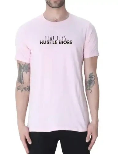 Fear less, Hustle more - Unisex Regular fit T-shirt - Light Baby Pink - S