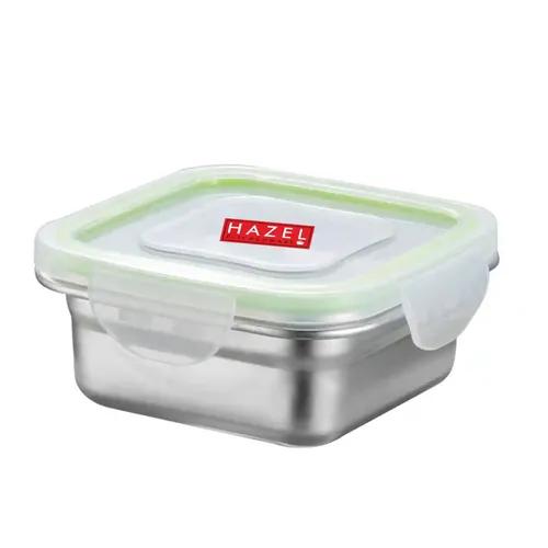 HAZEL Stainless Steel Kitchen Container | Microwave Safe Containers | Airtight Container For Kitchen Storage | Leakproof Snacks Storage Dabba Rectangle, 1200 ML