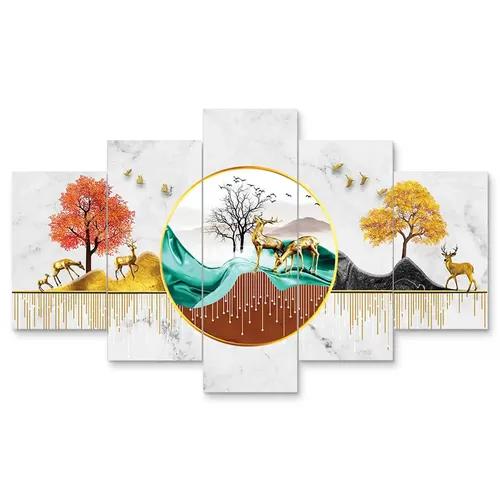 Framed Wall Painting For Home Decoration Pack of 5- Pattern 67